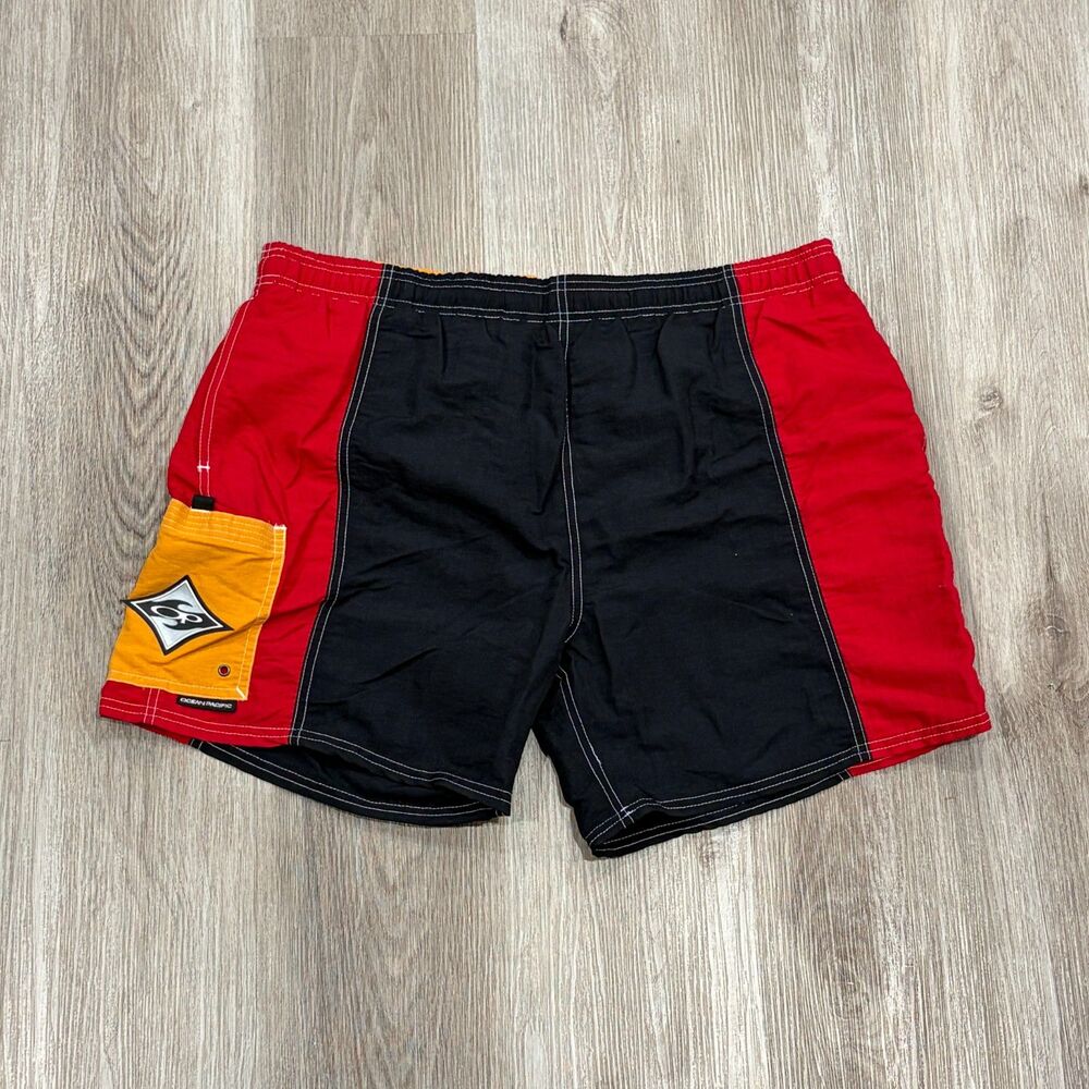 RARE Vintage 90s OP Ocean Pacific Color Block Swim Trunks Men's Size Large 36x6